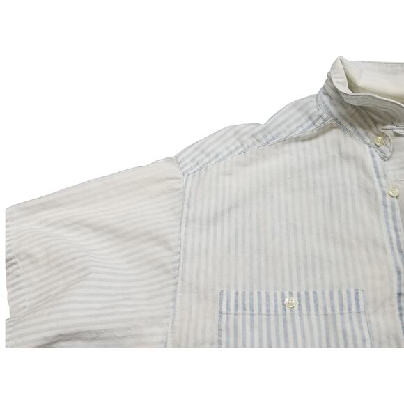 VTG GUESS Georges Marciano button Front Shirt Mens Medium Blue White stripes - Picture 9 of 12